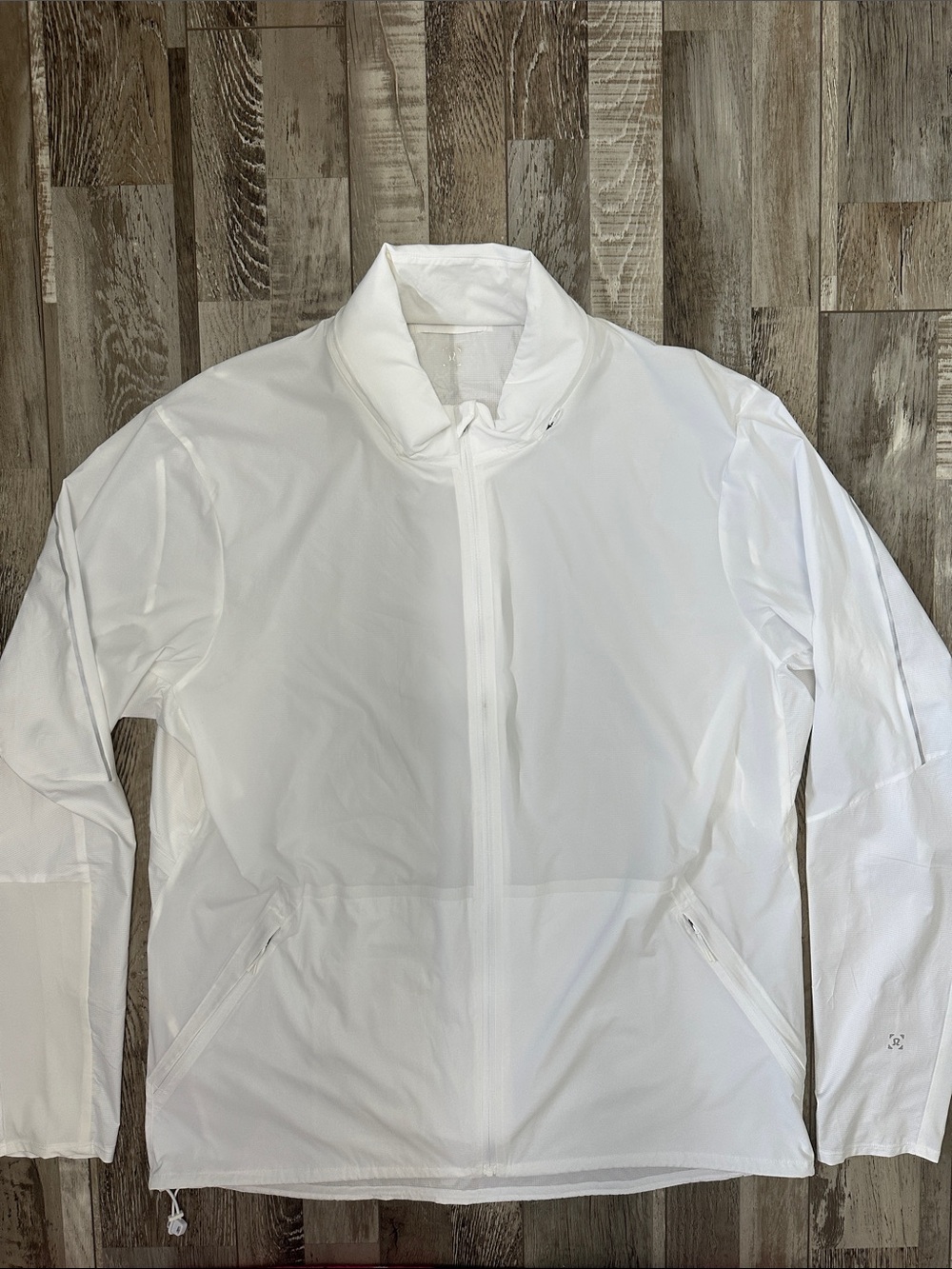 lululemon athletica Men's White Lightweight Nylon Hood Zip Jacket